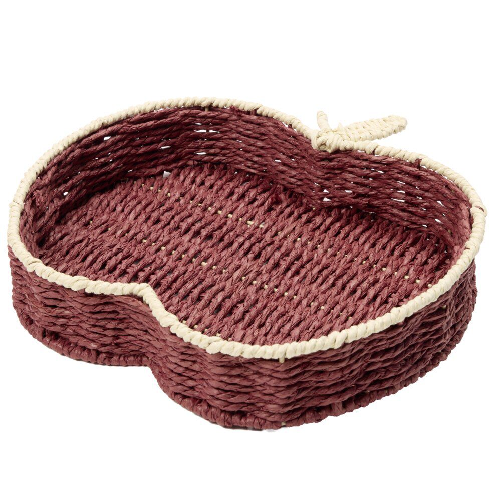 Panière en osier forme pomme rouge 28x29cm