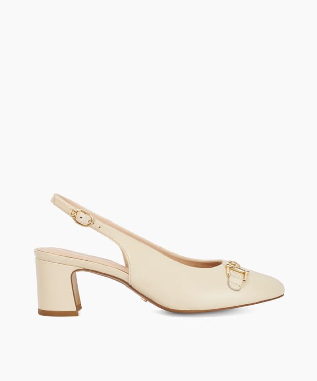 Diplomatic Ecru - Sling-Back Snaffle Trim Court Shoes