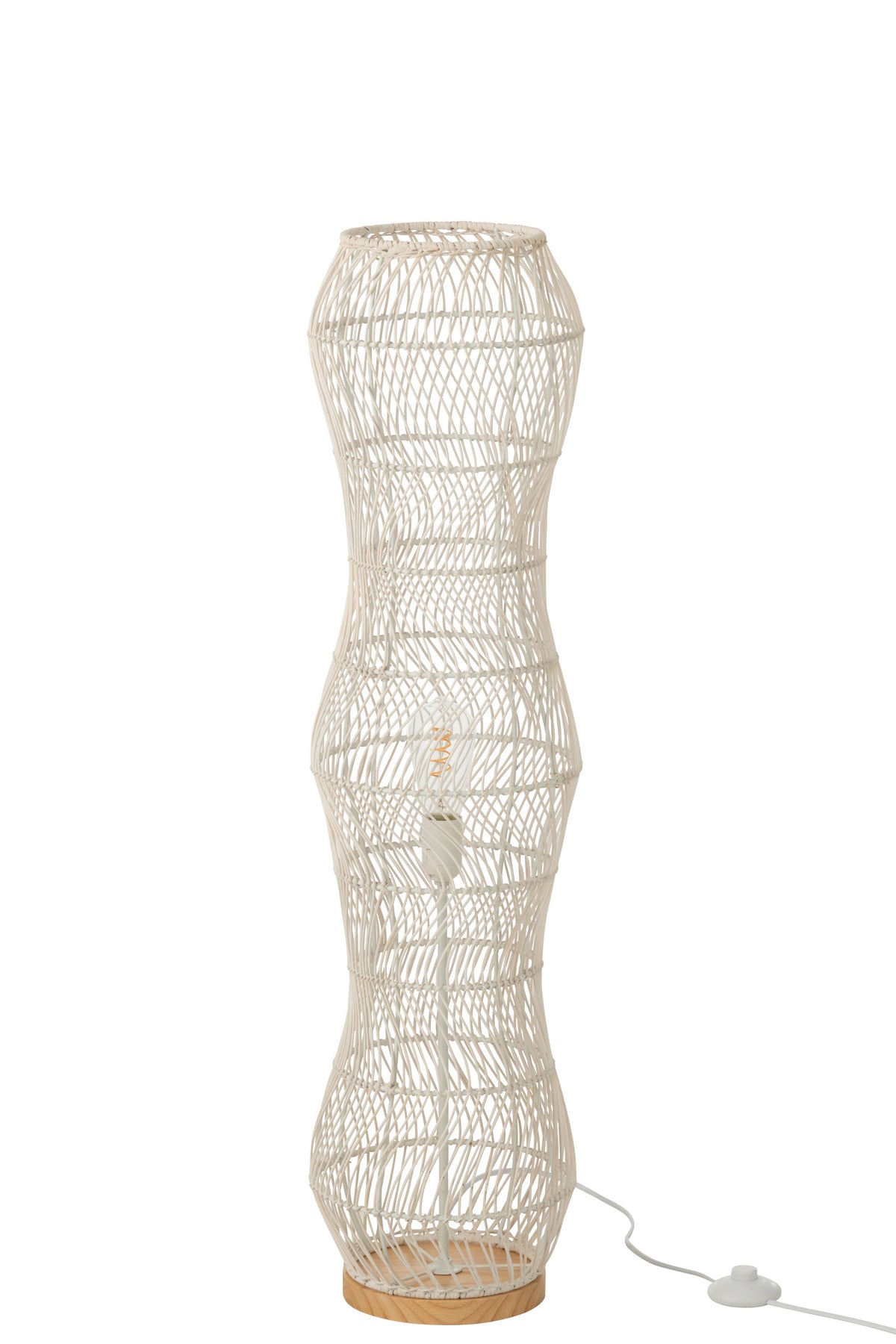 J-Line vloerlamp Getwist - rotan/metaal - wit