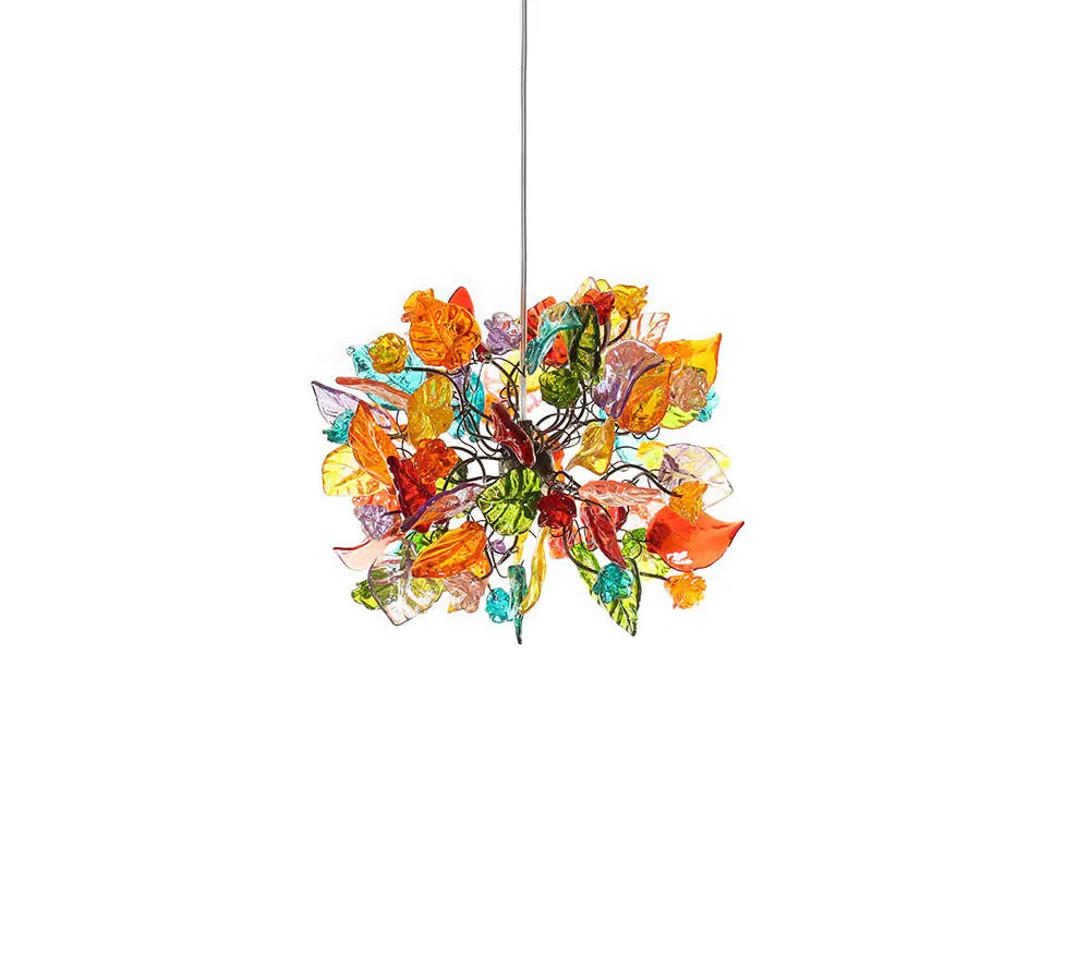 Colorful Ceiling Pendant light with flowers and leaves - Decorative Light for Bedroom, hall and as bedside light.