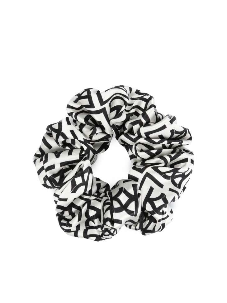 Satin monogrammed scrunchie in KAZAR monograms