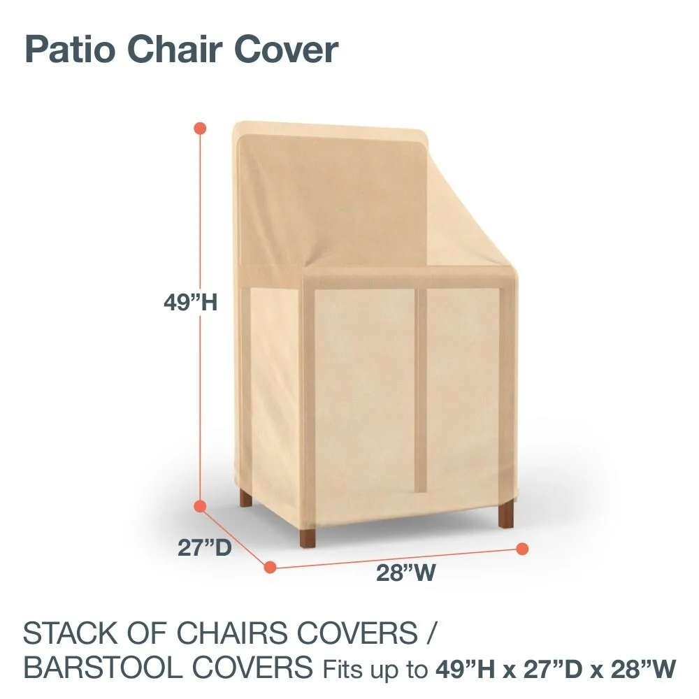 Budge Patio Stack Chairs Cover/Barstool Cover, All-Seasons, Nutmeg - 49H x 28W x 27Deep