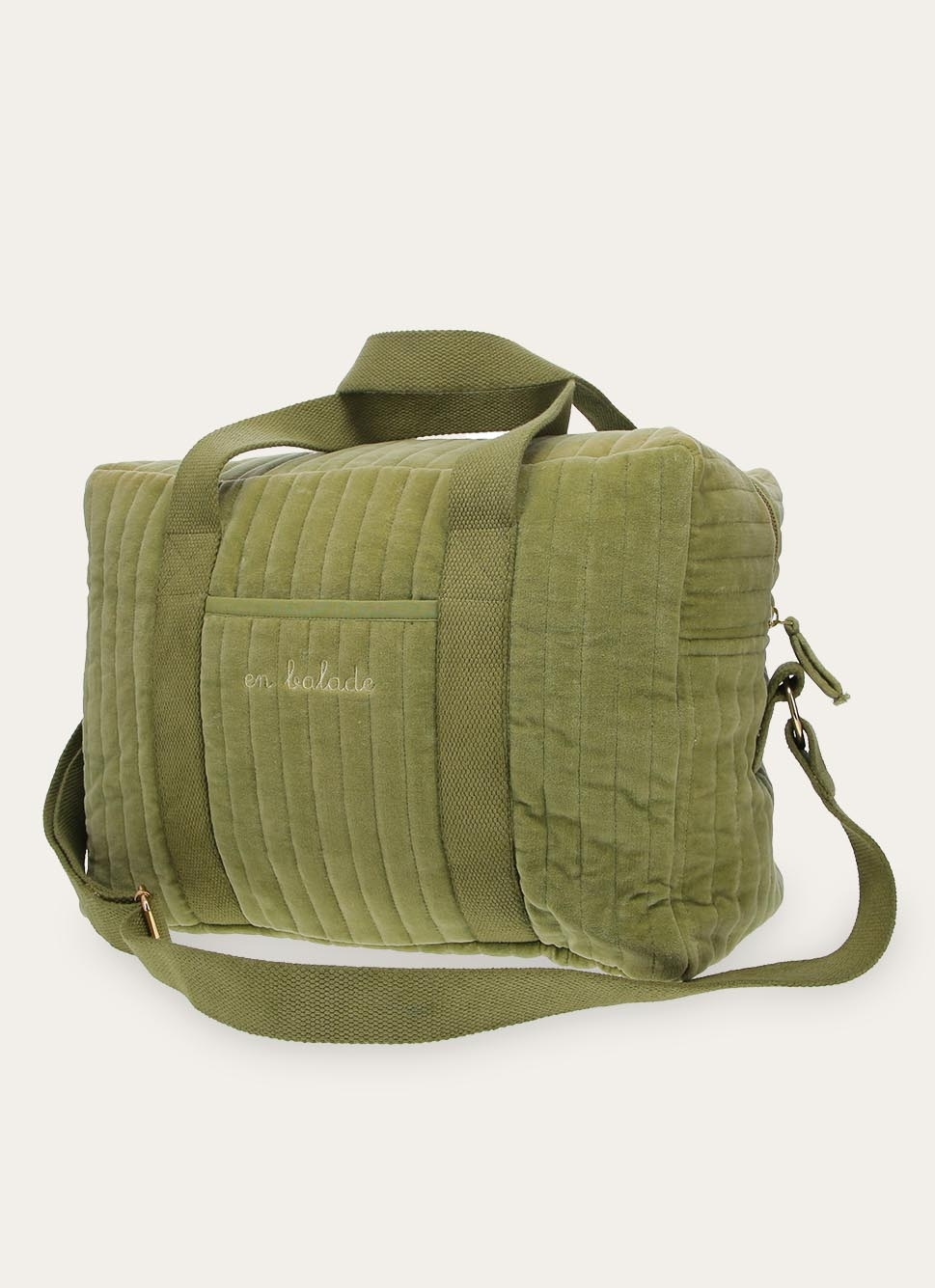 SAC à LANGER EN VELOURS MATELASSÉ KAKI