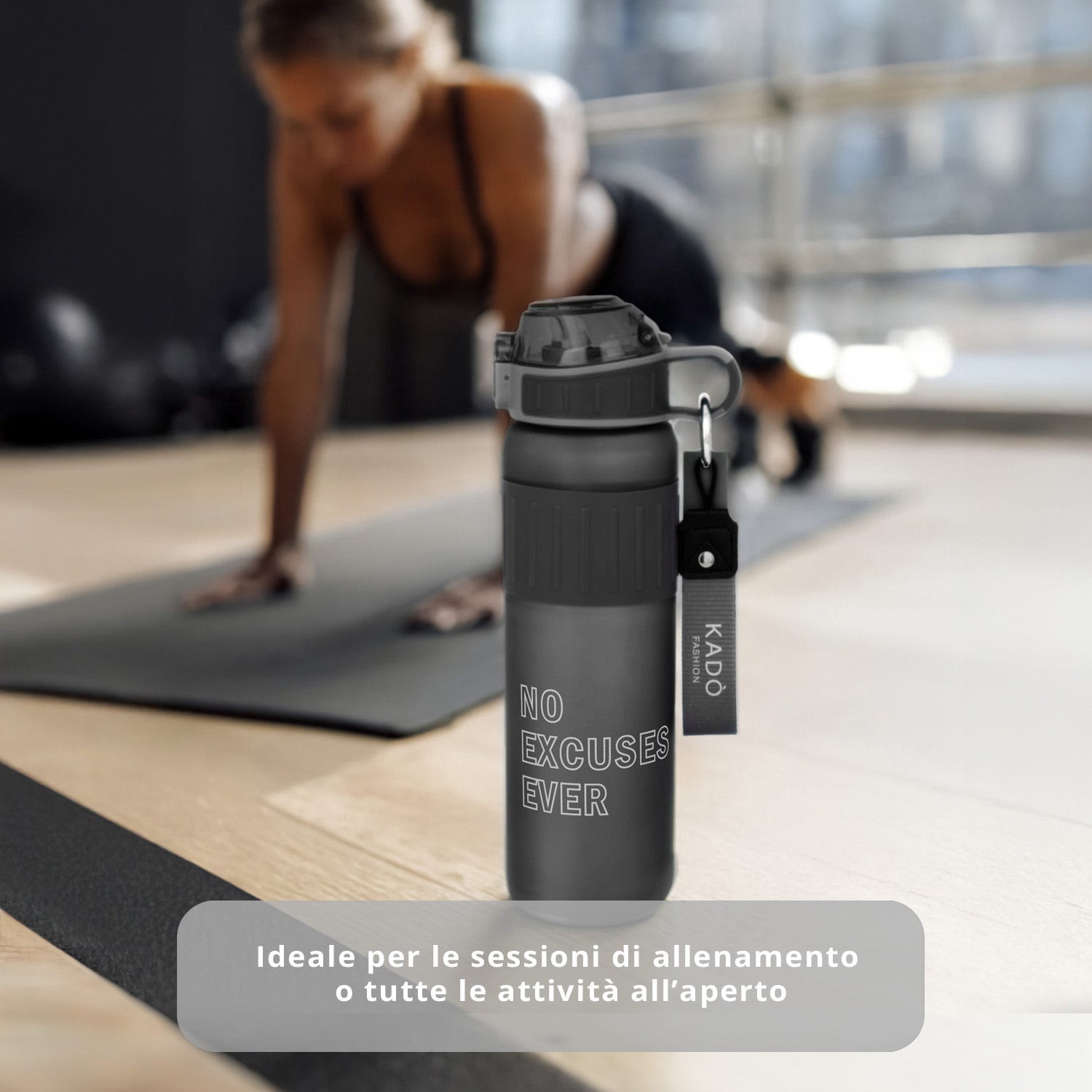 Borraccia scritta motivazionale 1 L nero Hydrea