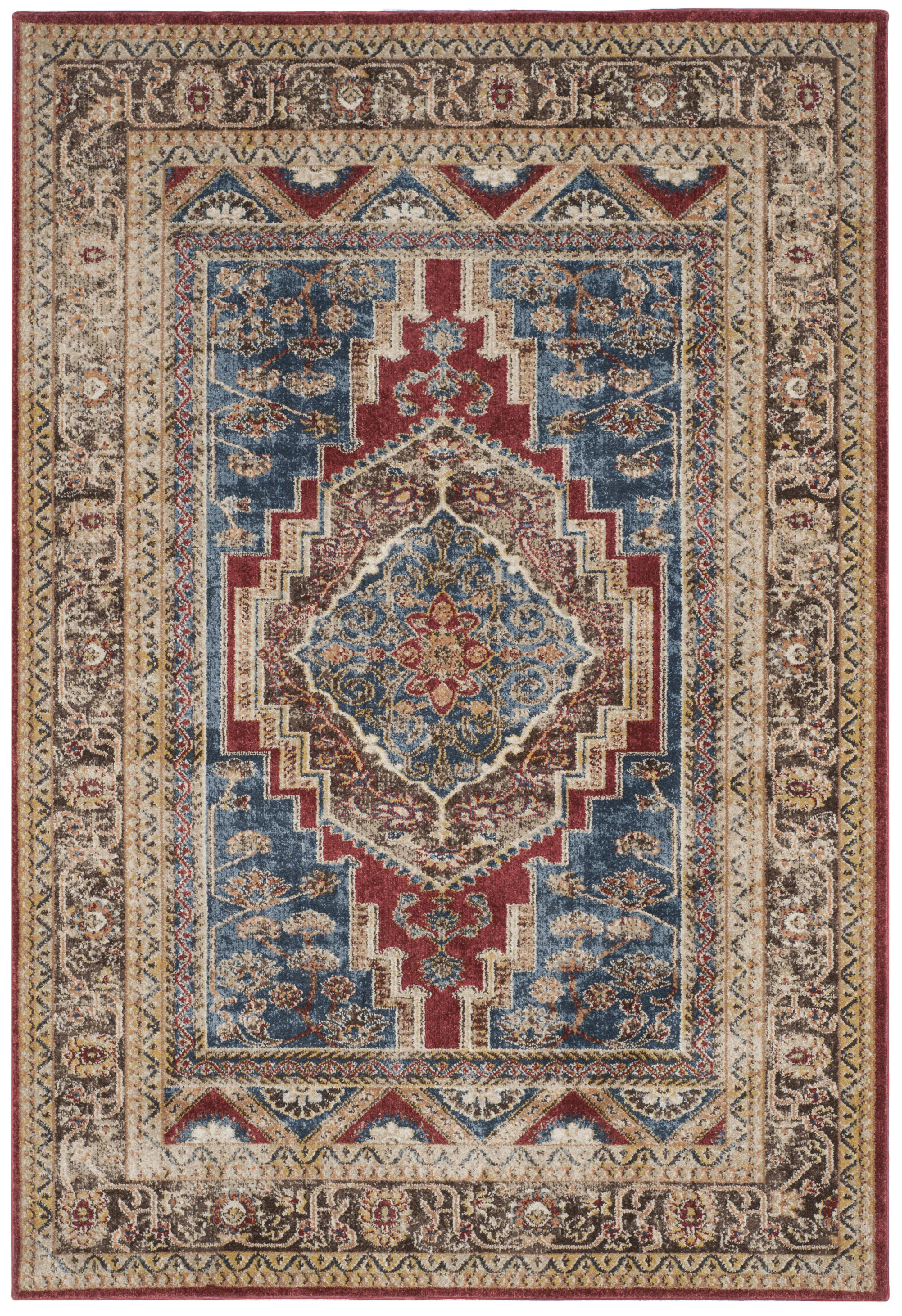 BIJAR - Tapis de salon interieur en bleu roi & marron, 201 x 274 cm