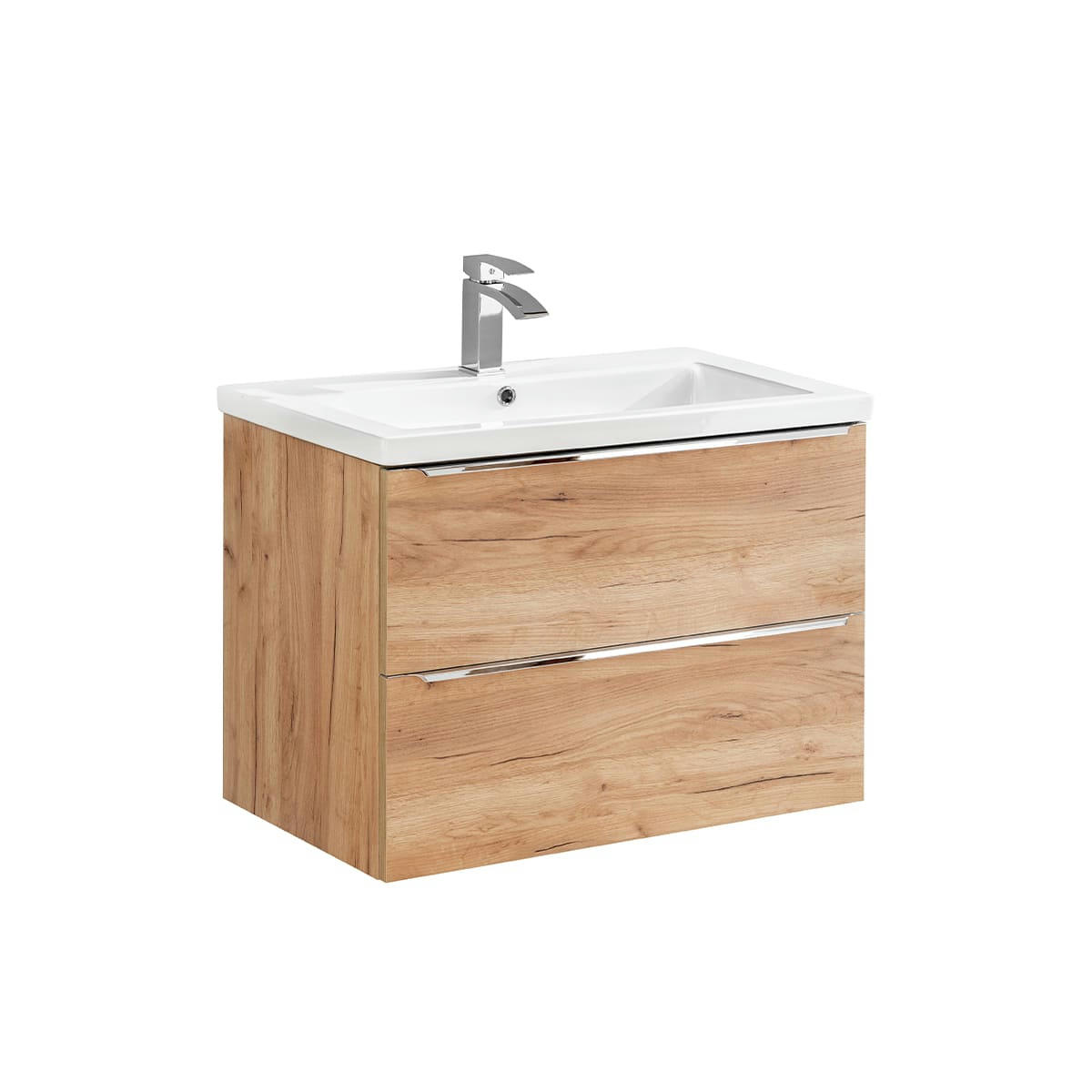 - Meuble simple vasque encastrée 80cm naturel