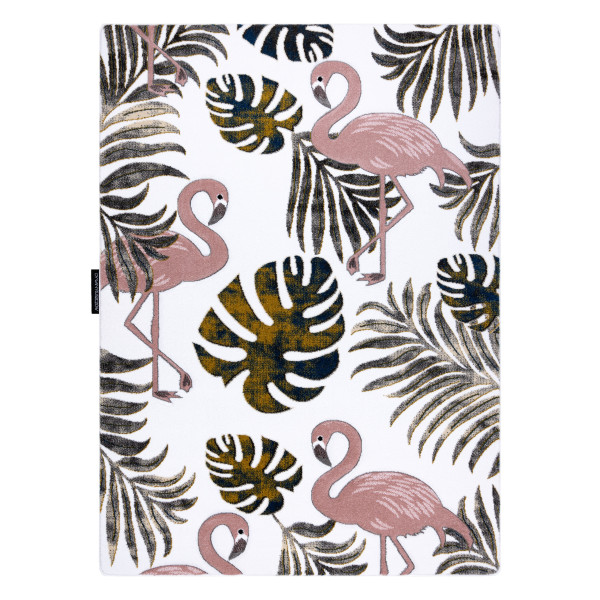 Dywan PETIT GARDEN FLAMINGI LIŚCIE MONSTERY krem 80x150 cm