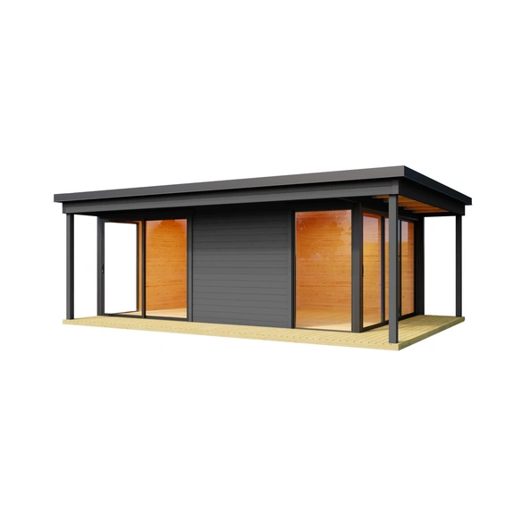 Gartenhaus »Domeo«, BxHxT: 608,4 x 239,4 x 418,9 cm (Außenmaß inkl. Dachüberstand), carbongrau