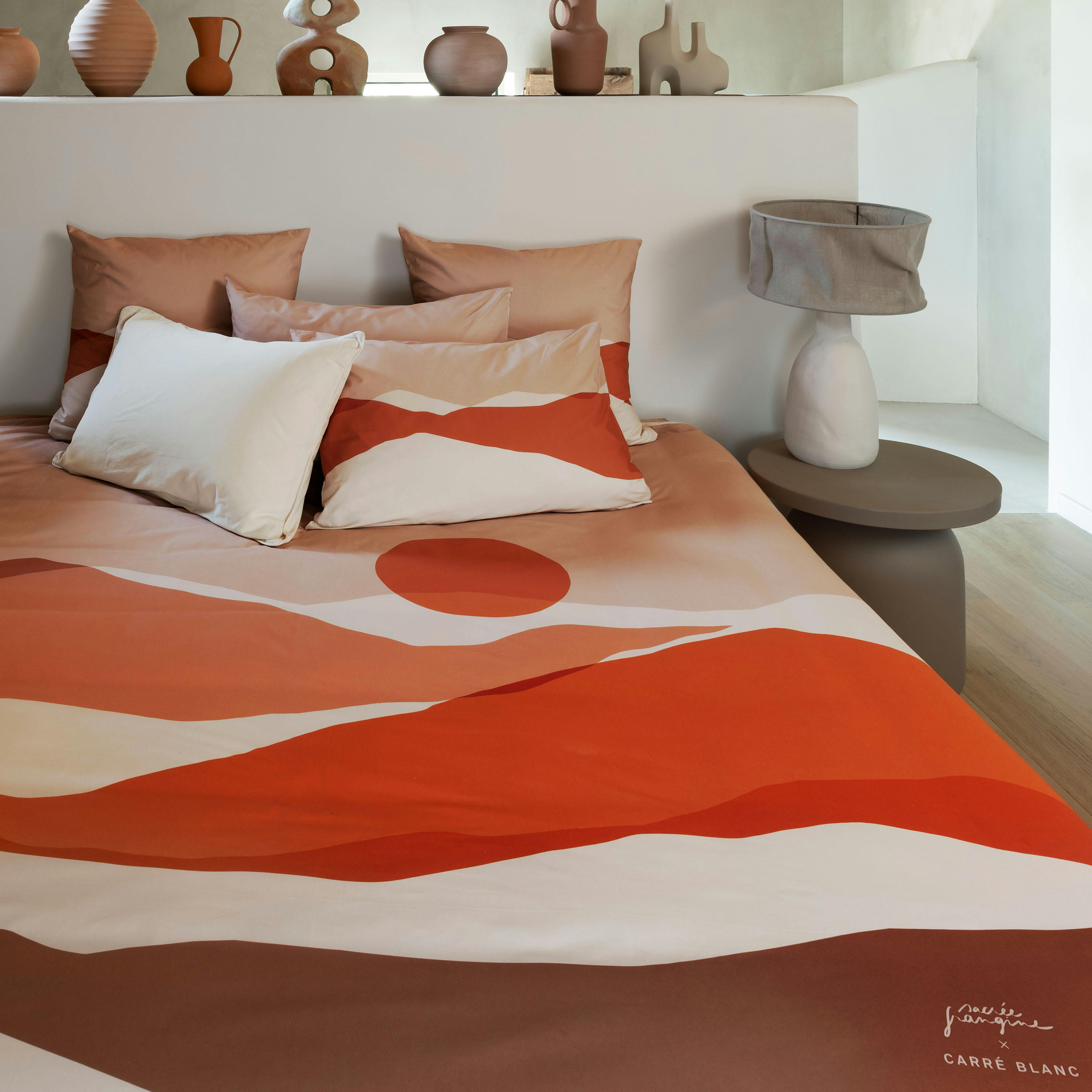 SAFI - Housse de couette imprimé rose 240 x 220 cm