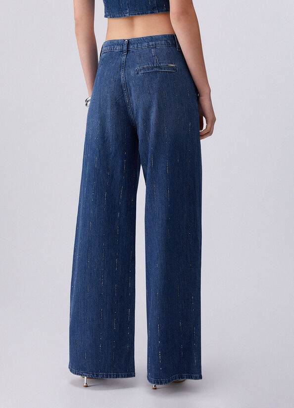 Jeans flare con strass