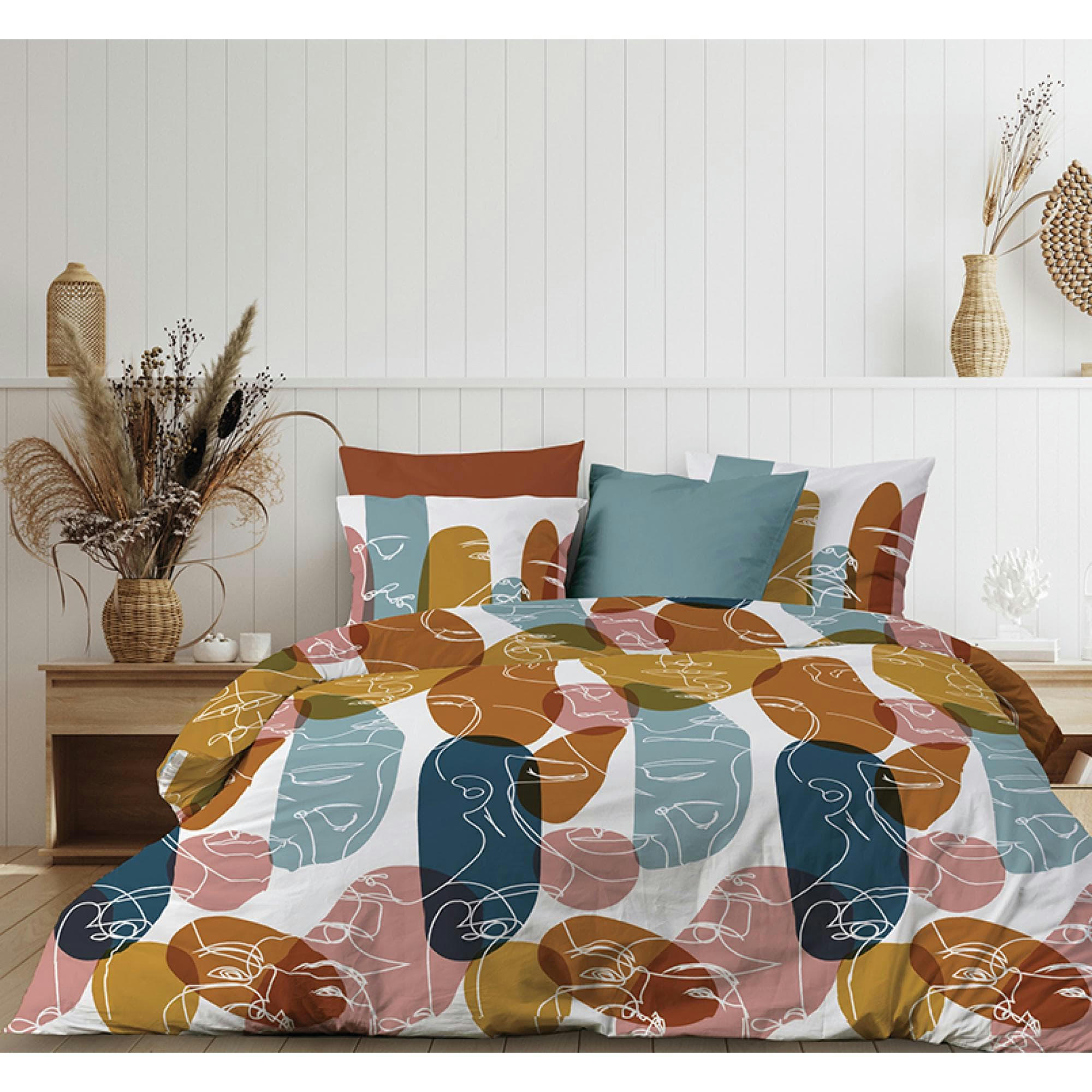 PALOMA - Parure de lit 2 personnes  avec housse de couette et taies d'oreiller