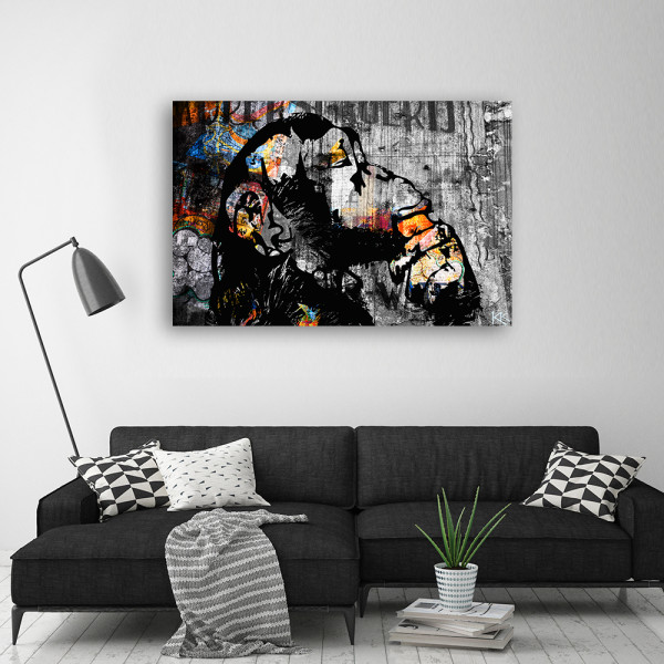 Feeby Obraz na płótnie, Street art Banksy małpa abstrakcja 60x40