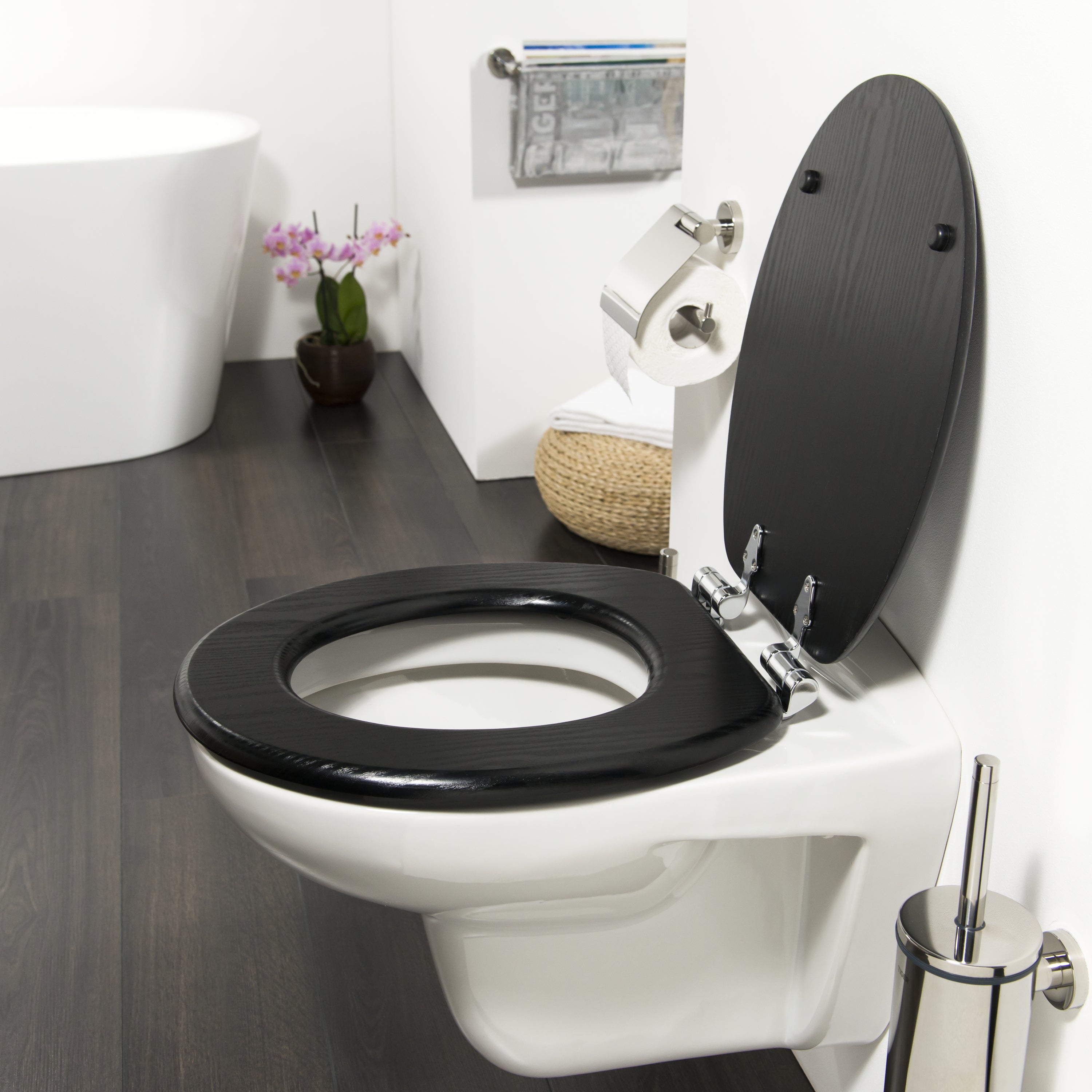 Tiger Blackwash Toiletbril met Deksel MDF - Zwart