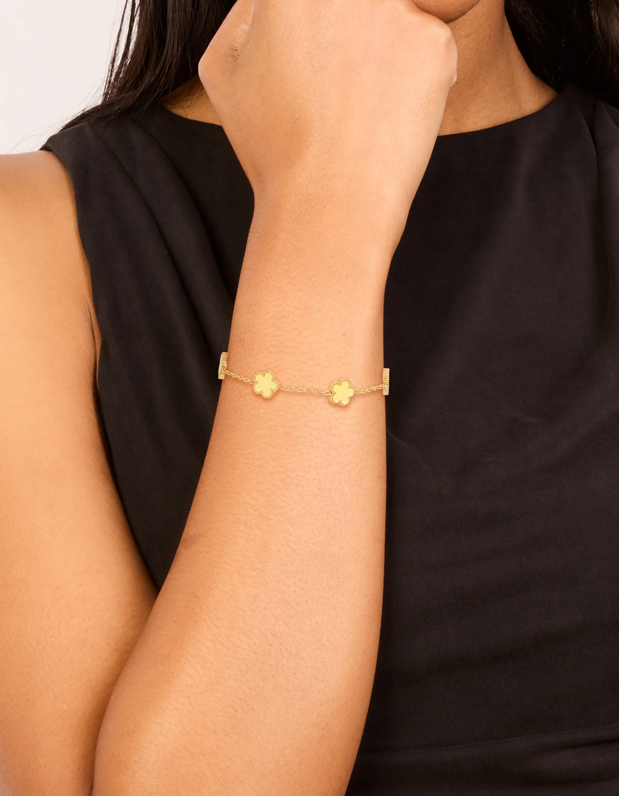 Waterproof Gold Plated Stainless Steel Butter Yellow Flowers Charm Bracelet