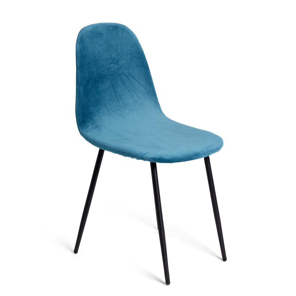 Housse de chaise velours extensible bleu L45xP40xH45cm