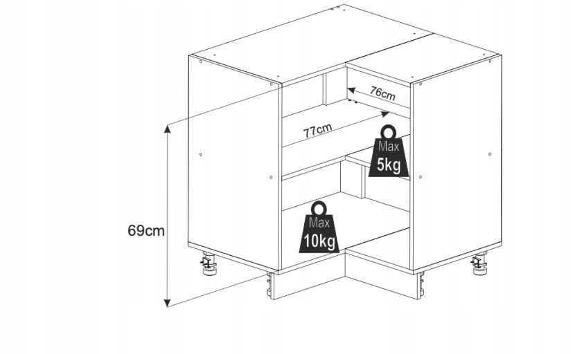 Szafka kuchenna narożna stojąca dolna 90x90cm biały mat