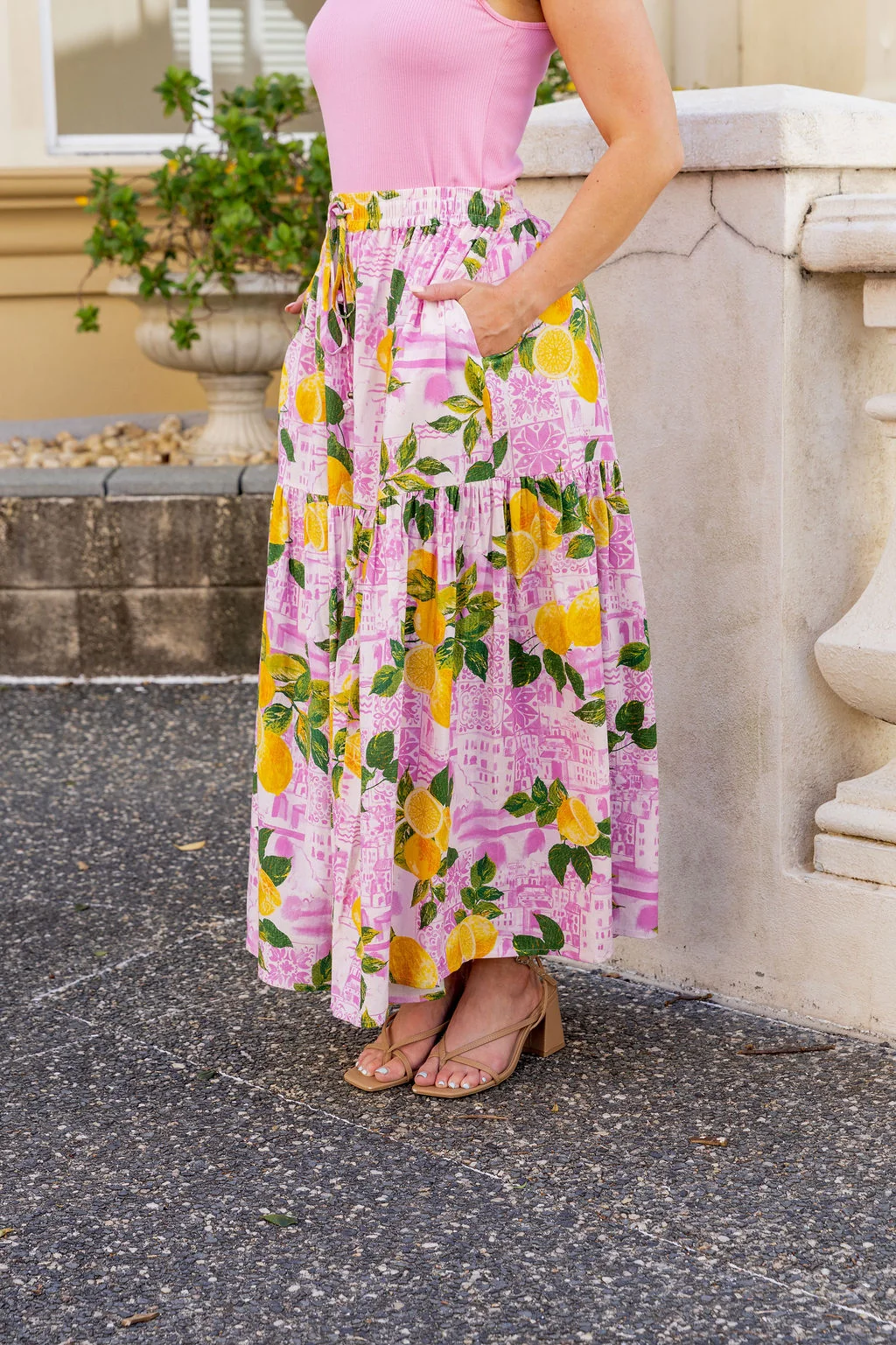 Vivien Linen Blend Skirt in Themis