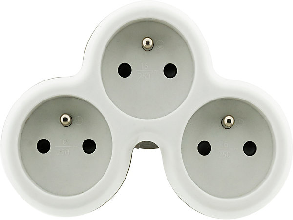 Multiprise 3 prises 16A blanc/gris Homepower 230V