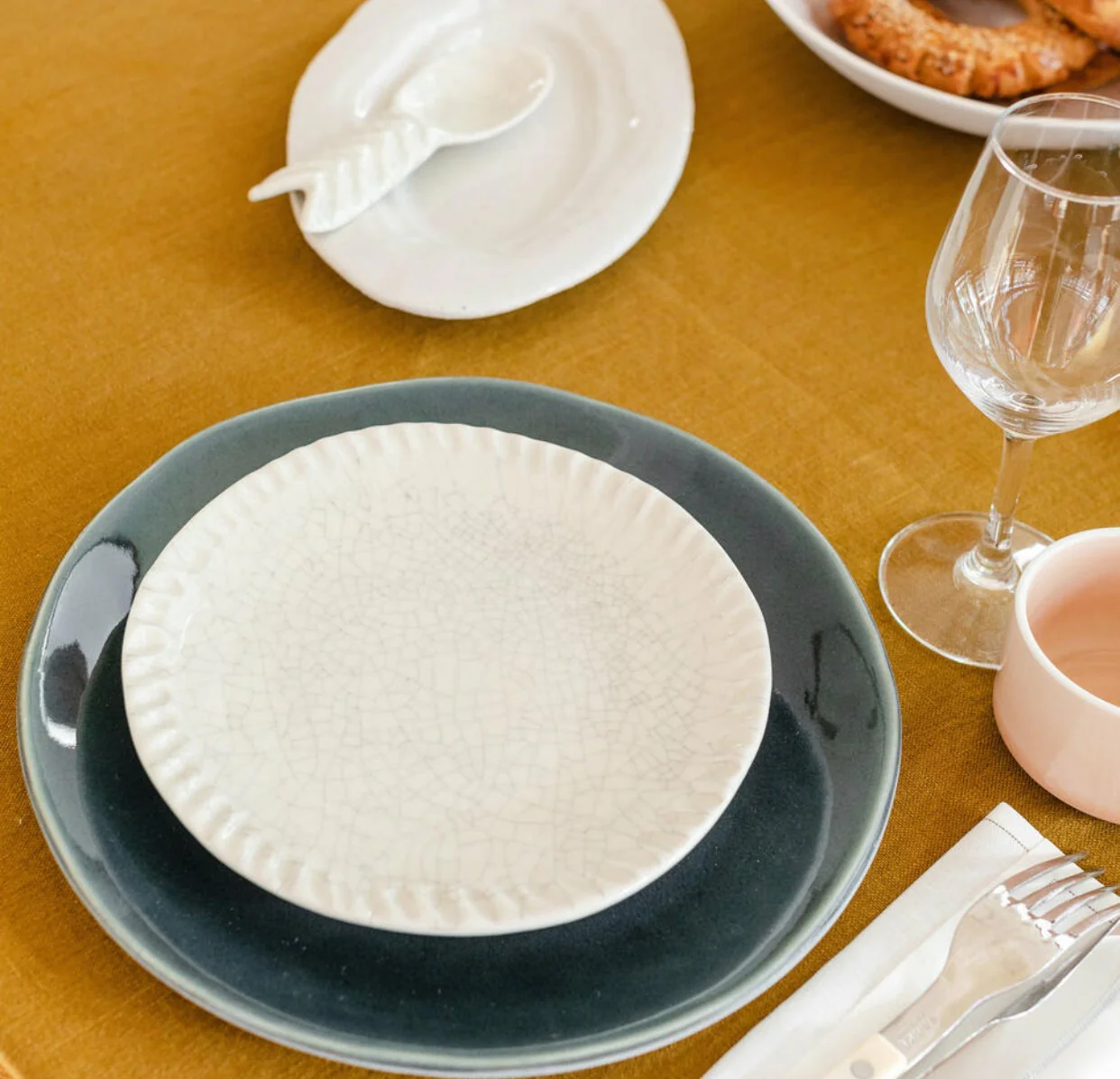 assiette à dessert quartz craquelé