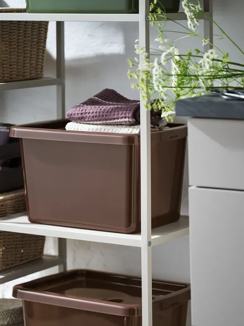Opbevaringsboks BASIC BOX 15L m/låg aubergine