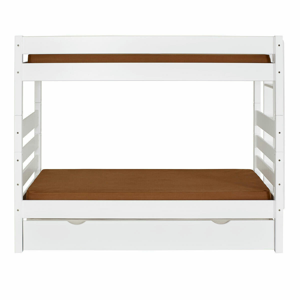 ANIBA - Pack lit superposé gigogne haut avec matelas 90x190 bois massif blanc