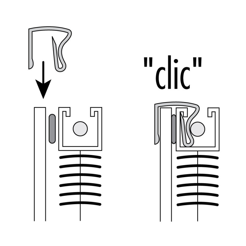 Fixation de store rail U Magic Clic V5 pour fenêtre en PVC 3 pièces