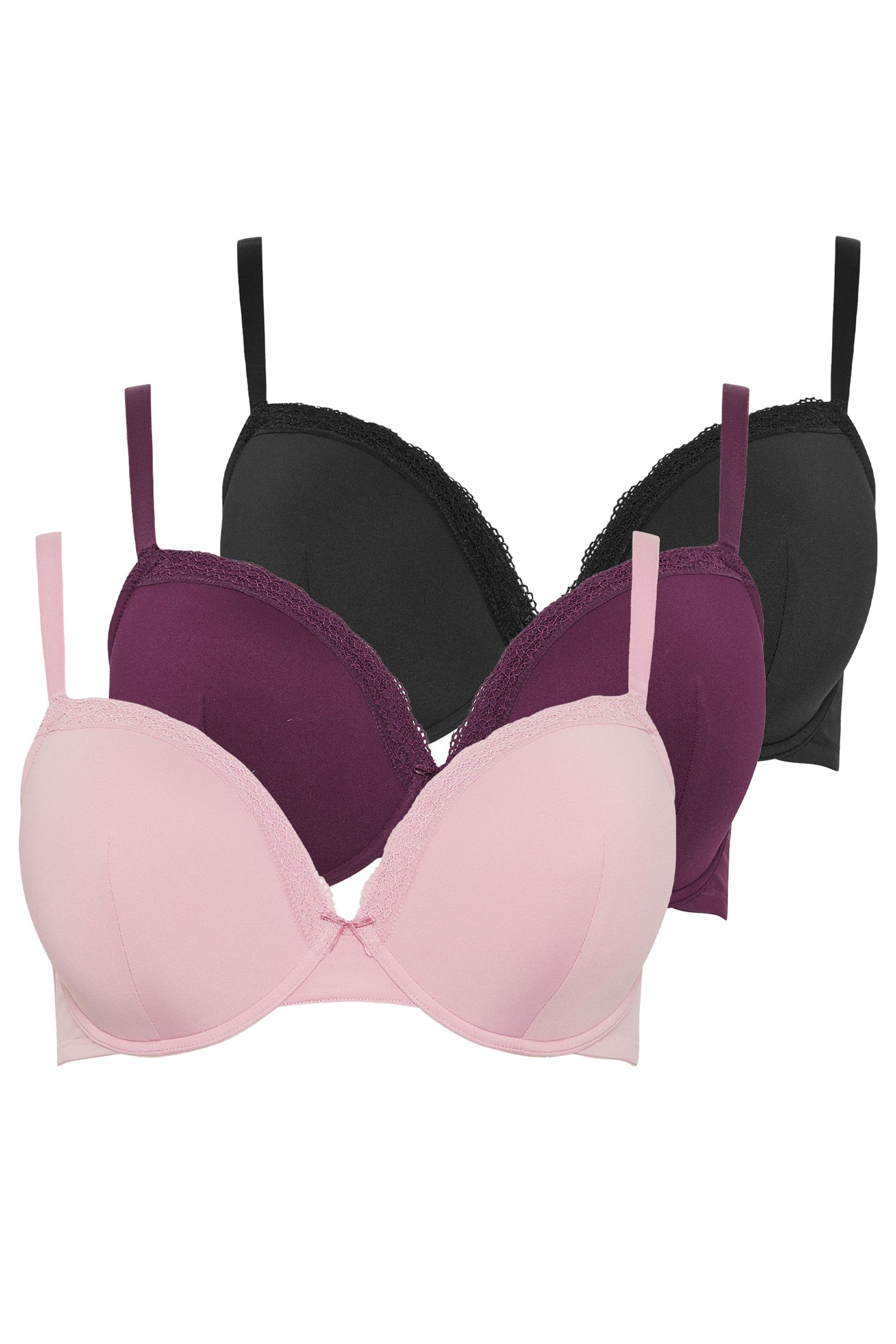 Yours 3 Pack Lace Trim Padded T-Shirt Bras