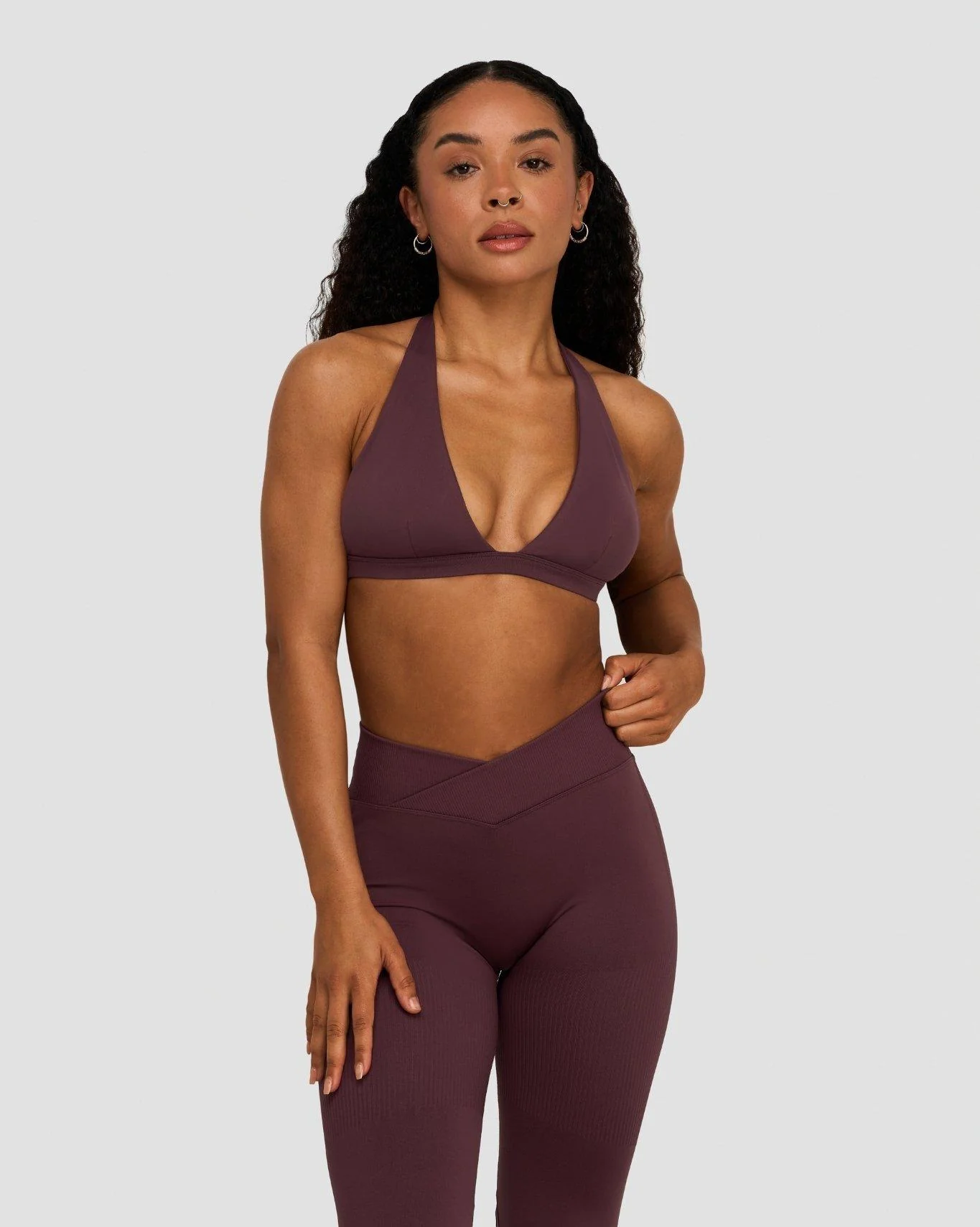 Elevate™ Sculpting Seamless V-Neck Halter Bra | Dark Mauve