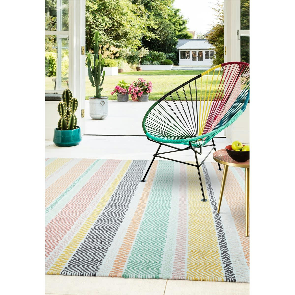 SUMMER - Tapis tissé plat en Polyester recyclé Multicolore 200x290 cm