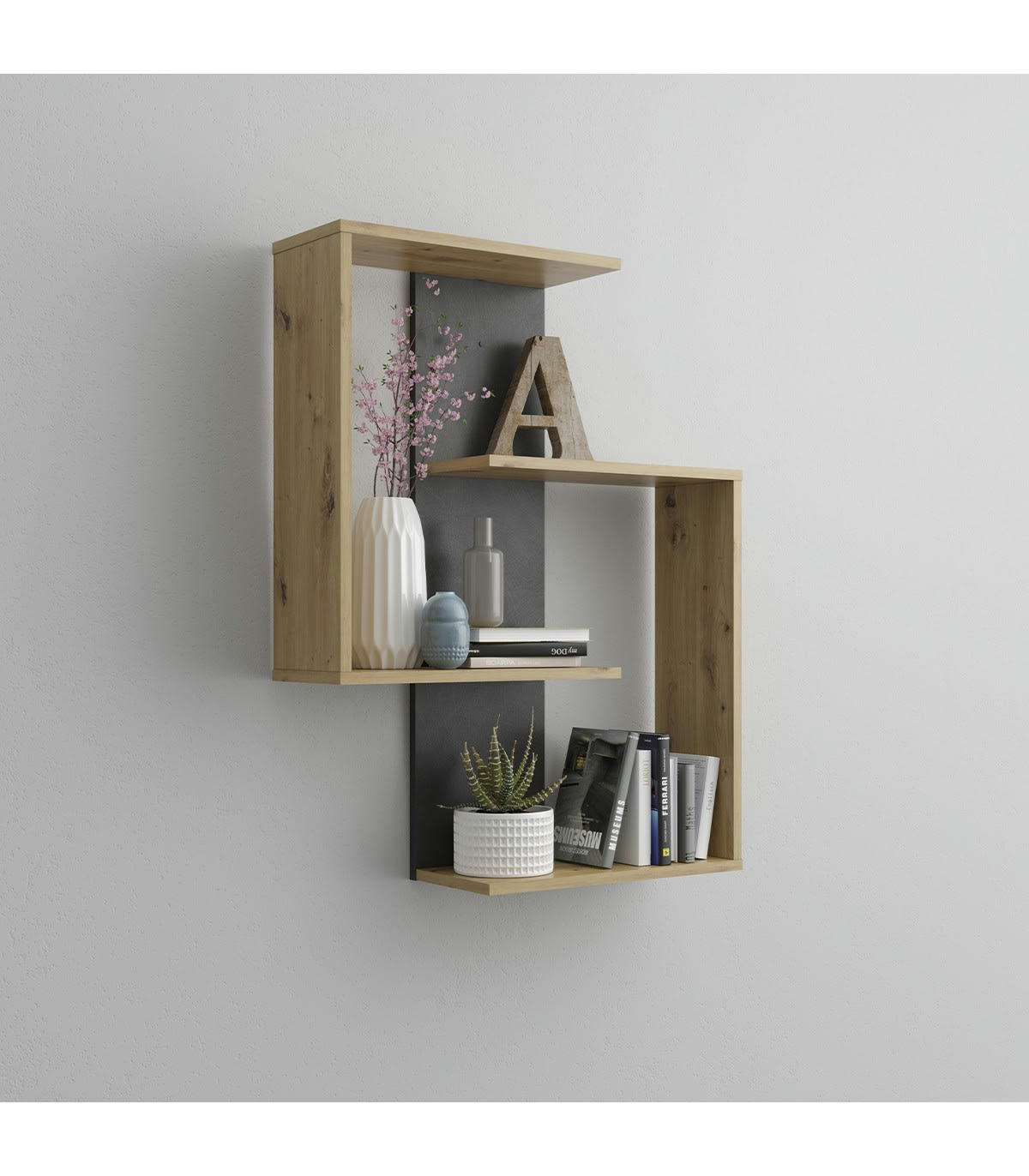 KRETA - Etagère Murale 4 Tablettes L65 cm