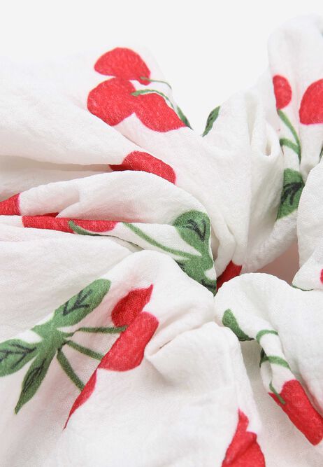 Womens White Cherry Print Scrunchie