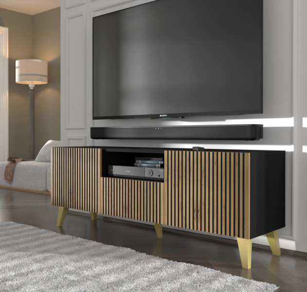 Szafka RTV Ravenna F 150 cm 2D1S czarny / artisan