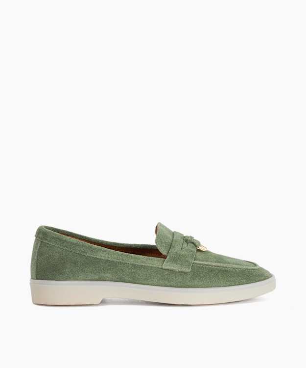 Grinning Green - Suede Slip On Loafers