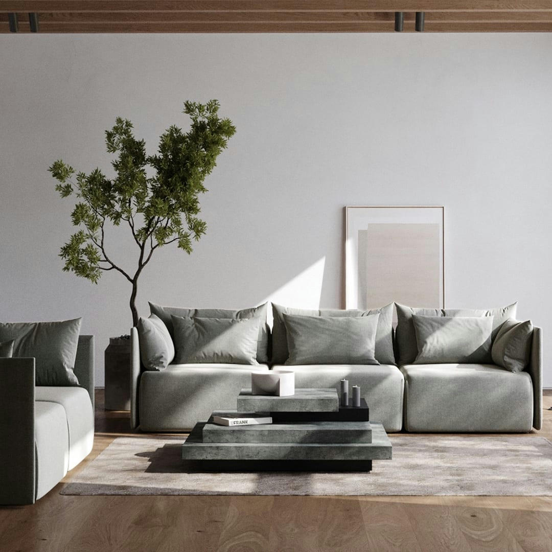 SLATE - Table basse  placage béton et noir