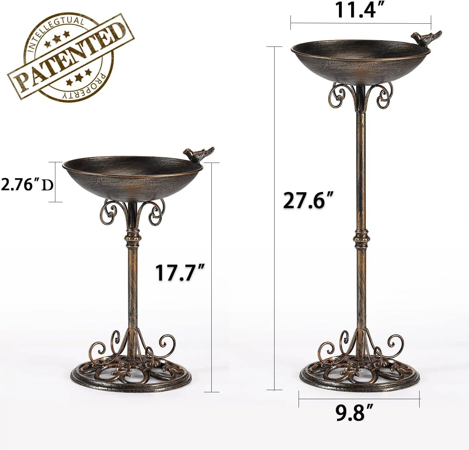 Solar Bird Bath for Outside, Metal Bird Bath with Solar Fountain Bubbler, Garden Bird Bath Stand, Outdoor Yard Patio Decor, Bird Lover Gift