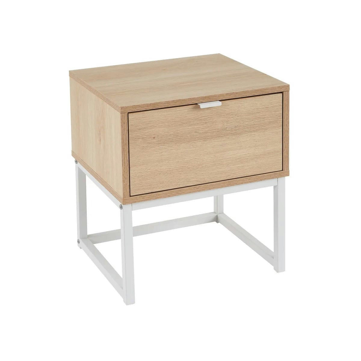 - Table de chevet en bois et métal blanc 1 tiroir 40x35x47cm