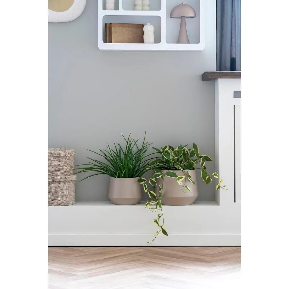 Nest of Nora Bloempotten set van 2 - Staal - Beige