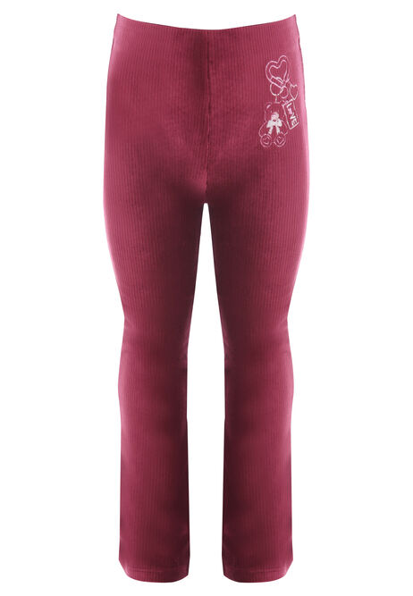 Younger Girls Burgundy Brushed Bootcut Leggings