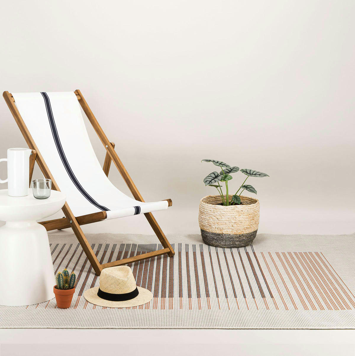 INTERMISION - Tapis intérieur et extérieur rayures graphiques bleu 155x230