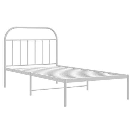 NNEVL Metal Bed Frame with Headboard White 107x203 cm