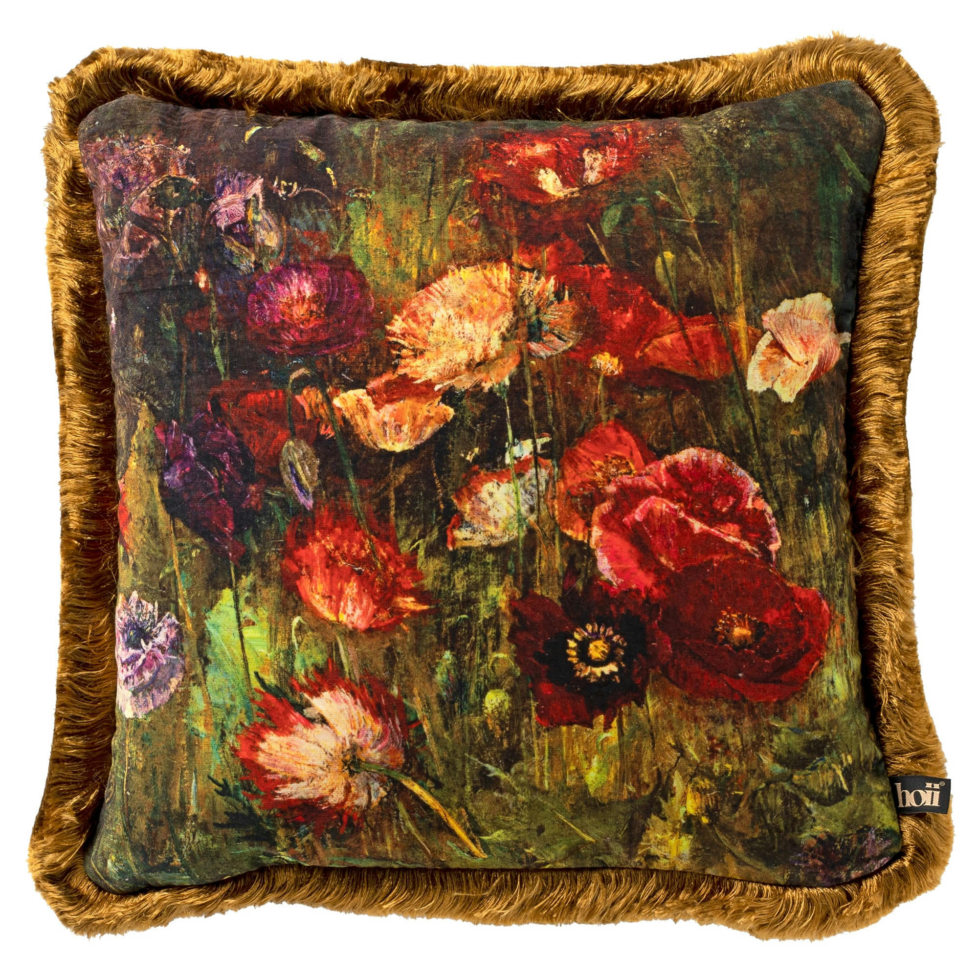 - Coussin marron unique 45x45 cm avec motif fleuri