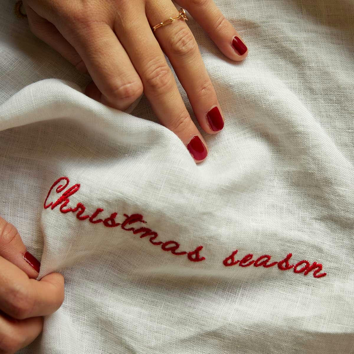 HÔTEL PARTICULIER - Taie oreiller en lin lavé imprimé léopard rouge foncé 50x75