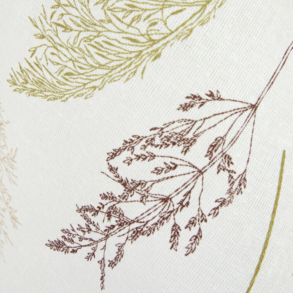 Torchon x2 coton motif végétal blanc et vert sauge 45x65cm