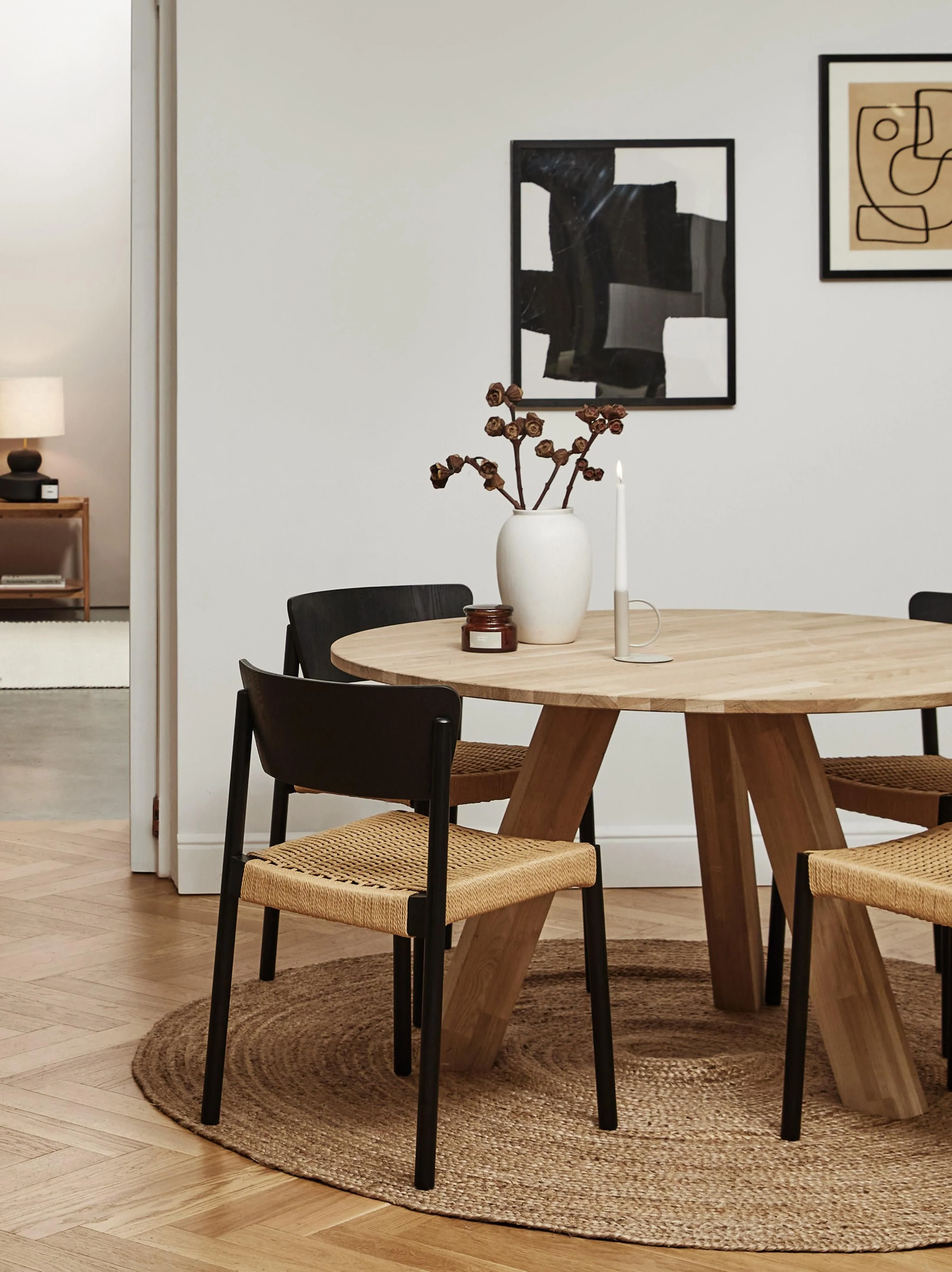 Holzstühle Danny mit Rattan-Sitzfläche, 2er-Set