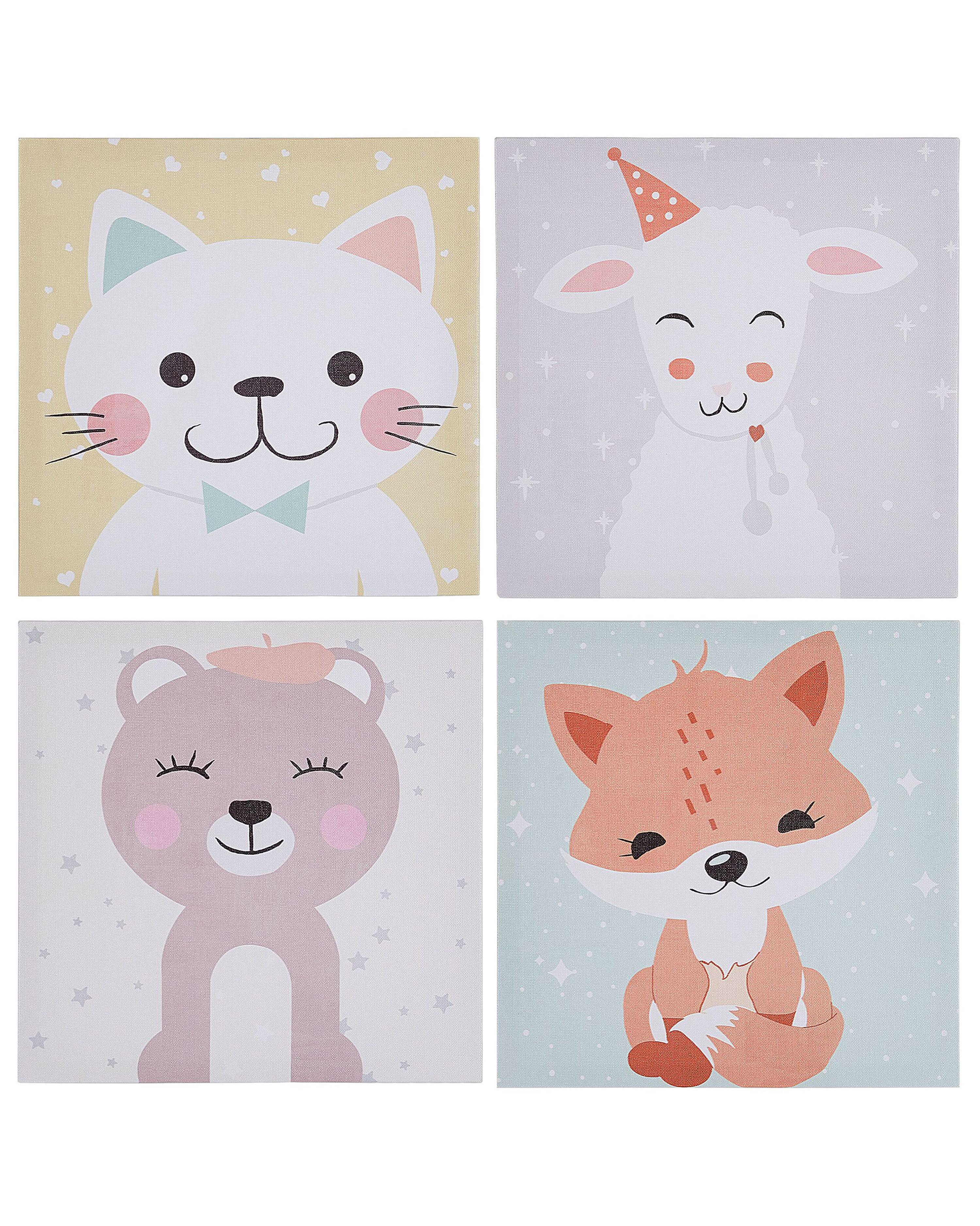 Set of 4 Canvases BOMBI Kids Motif 30 x 30 cm Multicolour
