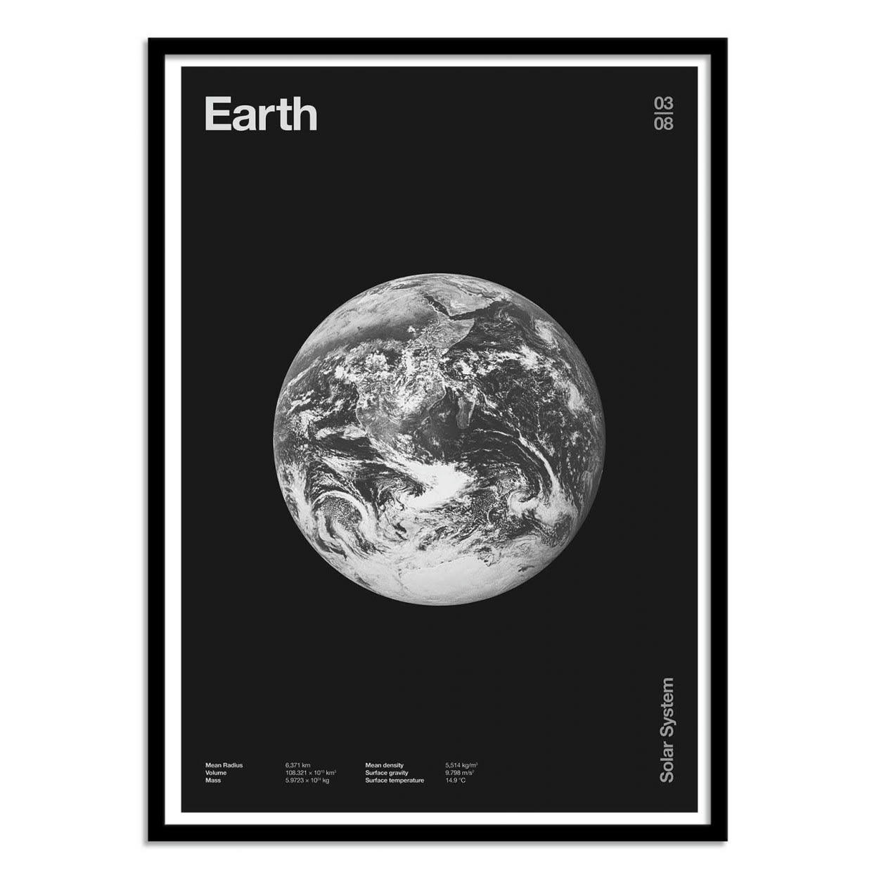 FLORENT BODART - EARTH - Affiche d'art avec Cadre bois noir - 50 x 70 cm
