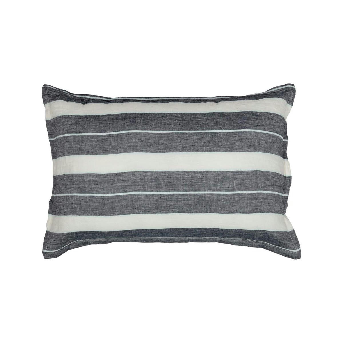 TEKSADA HORIZON - 2 taies d'oreiller en lin lavé/coton Anthracite 50x70 cm