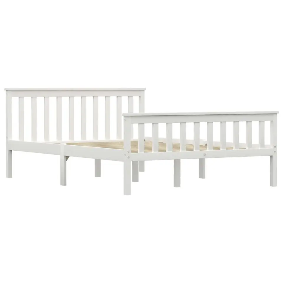vidaXL - Bed frame met hoofdeinde - Wit - Massief grenenhout - 140x200 cm