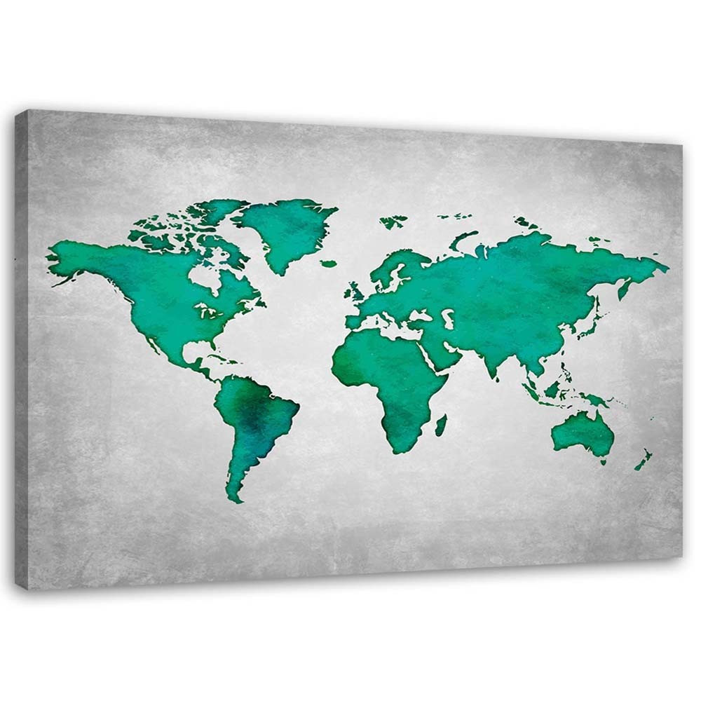 Feeby Obraz na płótnie Zielona mapa świata na betonie 60x40