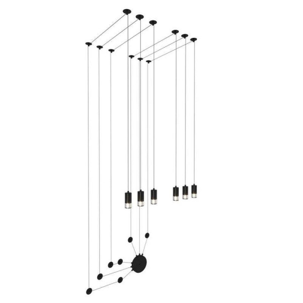Lampa ścienna LINEA-6 WALL czarna kable długie
